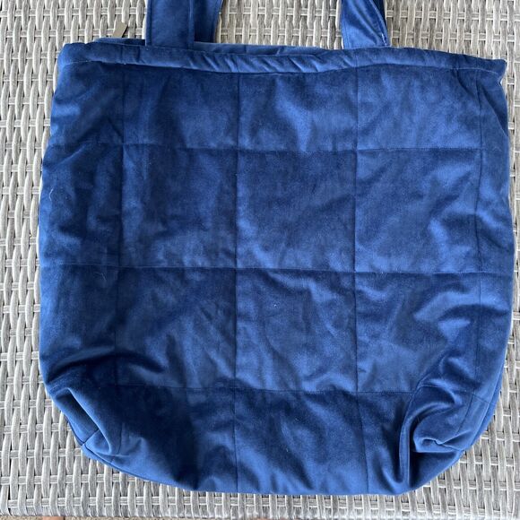 Beautiful NAV Blue Velvet Bead Embellishments Bag Library Sewing Tote - Picture 2 of 7